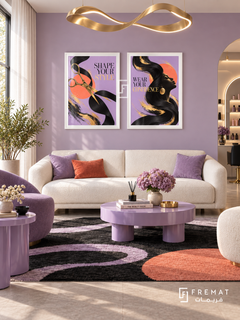 Salon — set of two commercial artworks in White frames.