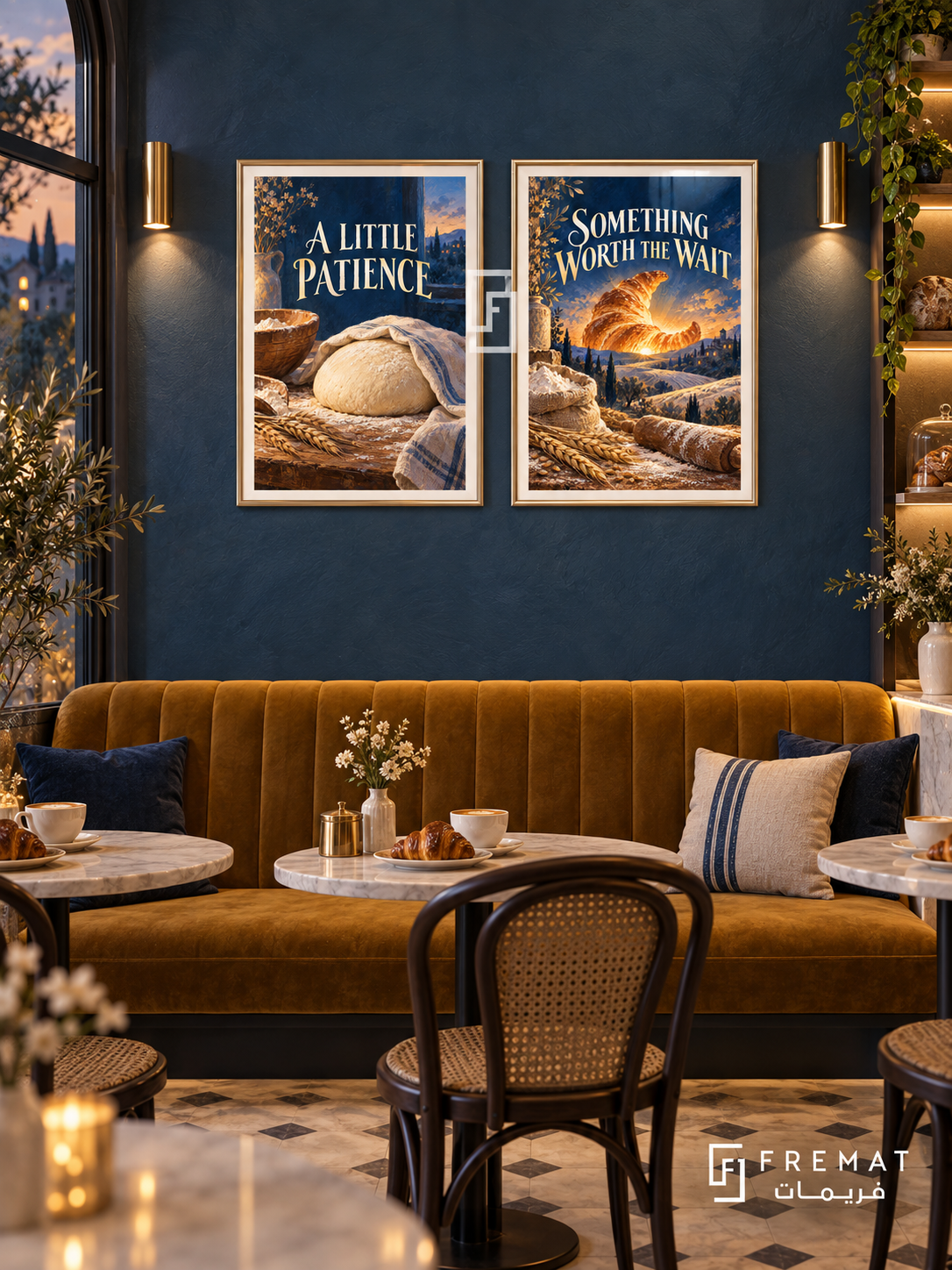 Bakery — set of two commercial artworks in Gold frames.