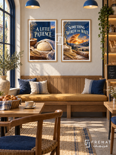 Bakery — set of two commercial artworks in Wooden Texture frames.