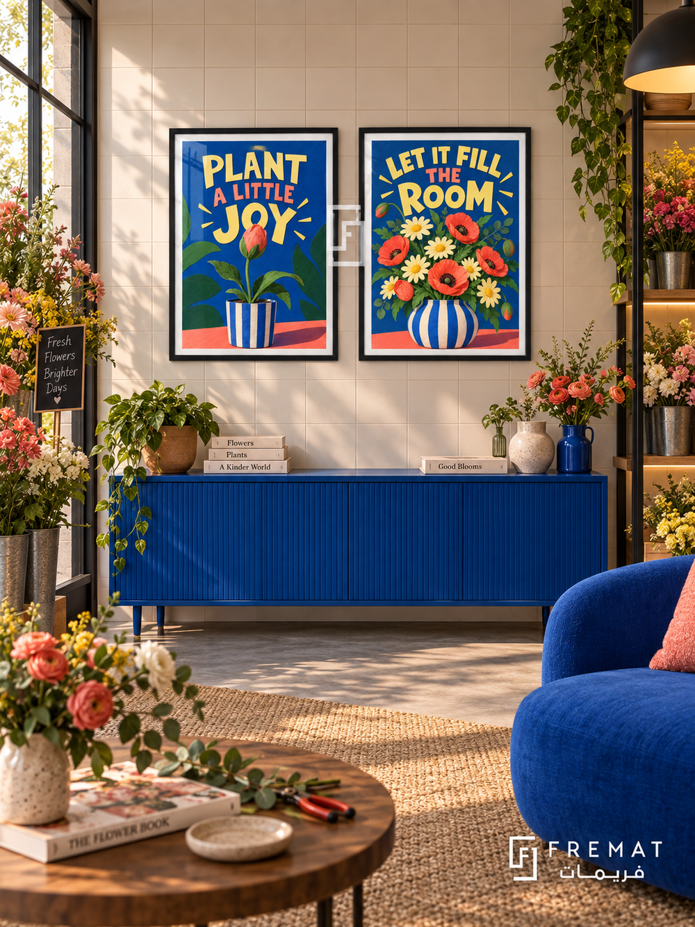 Florist — set of two commercial artworks in Black frames.