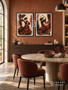 Flamenco Motion — set of two culture artworks in Black frames.