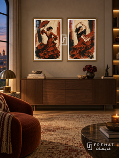 Flamenco Motion — set of two culture artworks in Gold frames.
