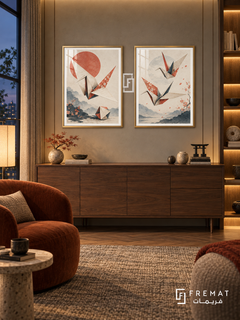 Paper Flight — set of two culture artworks in Gold frames.