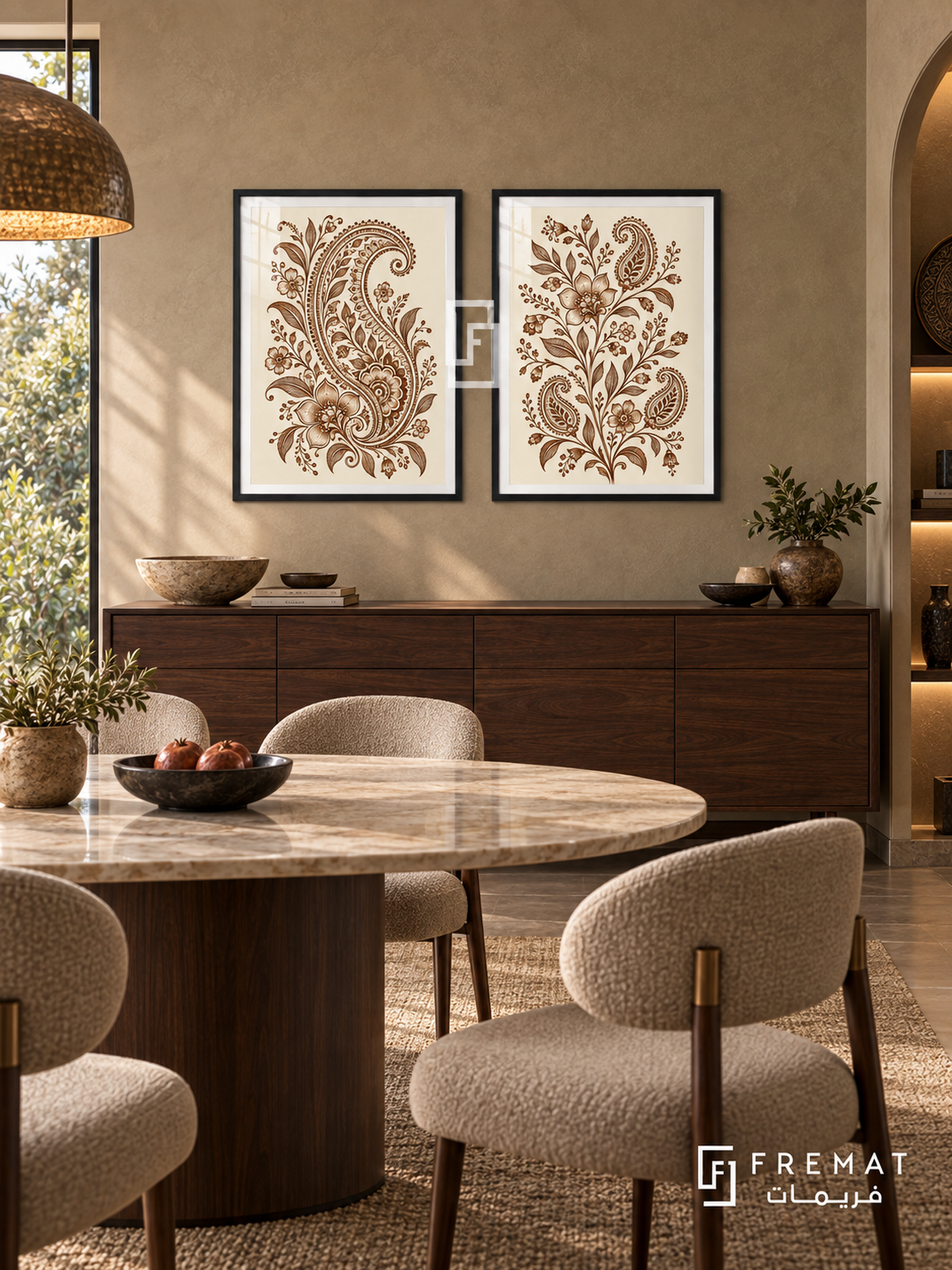Henna Garden — set of two culture artworks in Black frames.