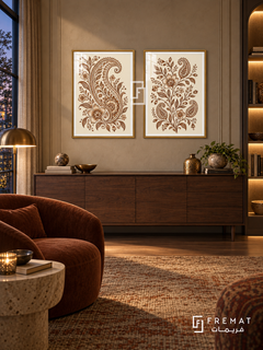 Henna Garden — set of two culture artworks in Gold frames.