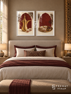 Coffee Welcome — set of two culture artworks in White frames.
