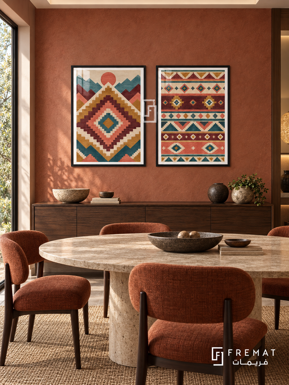 Andean Color — set of two culture artworks in Black frames.