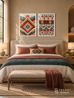 Andean Color — set of two culture artworks in White frames.