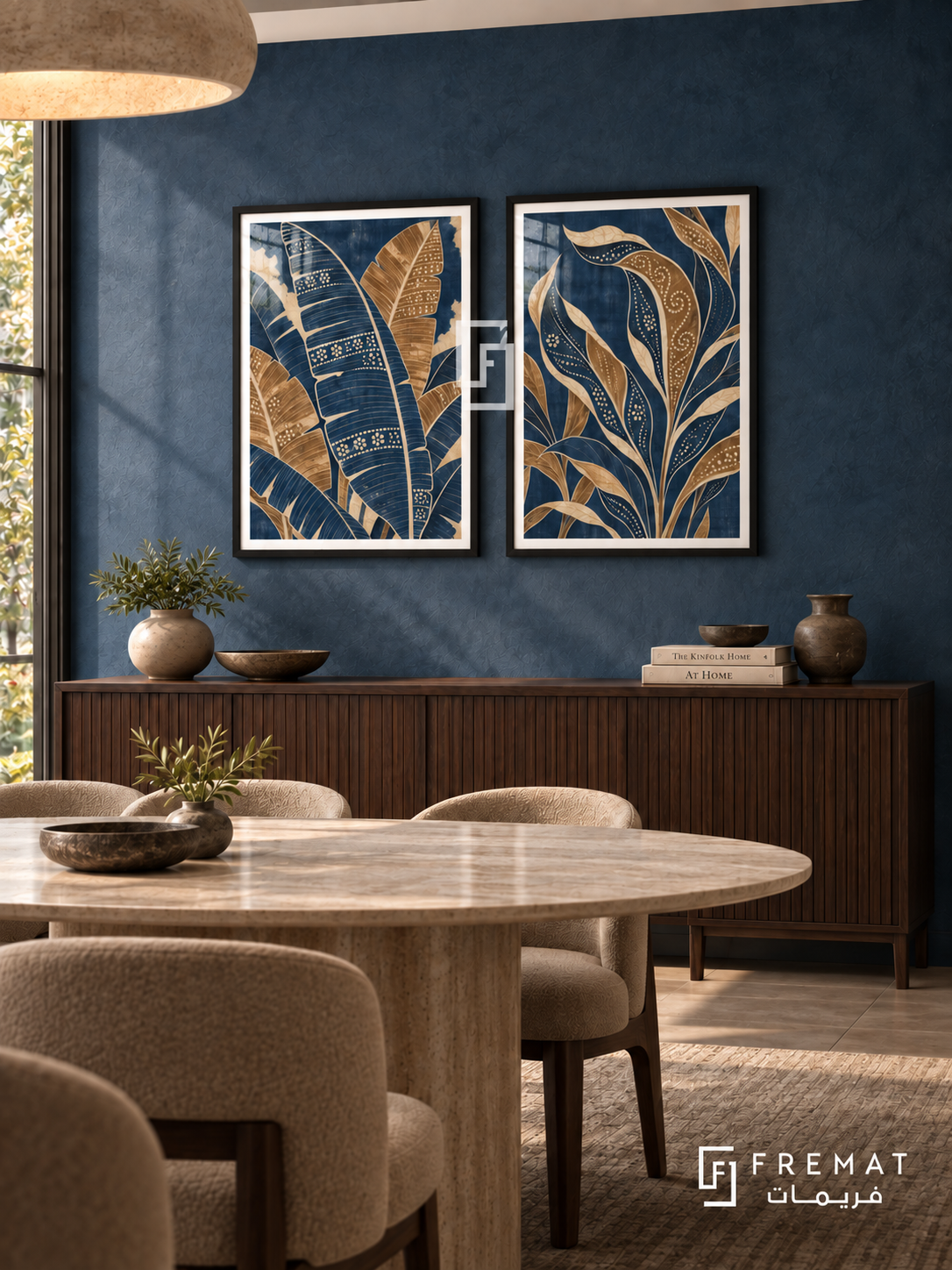 Batik Leaves — set of two culture artworks in Black frames.