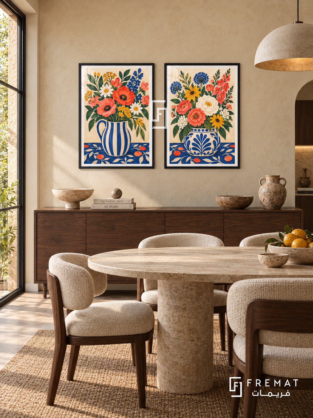 Market Flowers — set of two culture artworks in Black frames.