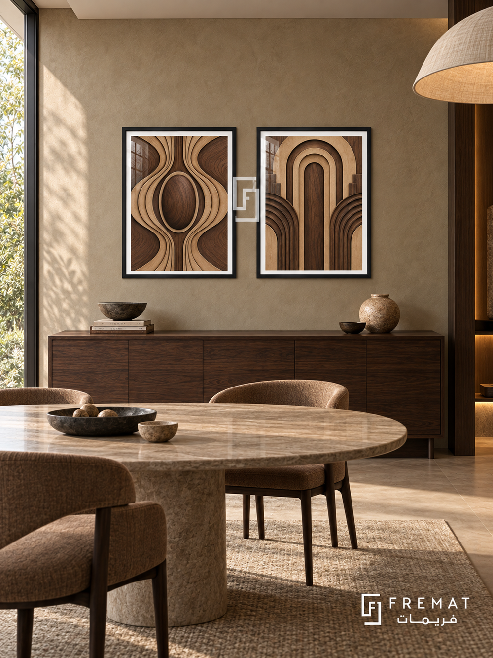Carved Harmony — set of two culture artworks in Black frames.