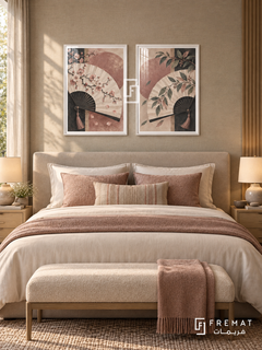 Silk Fan — set of two culture artworks in White frames.