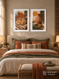 Shared Bread — set of two culture artworks in White frames.