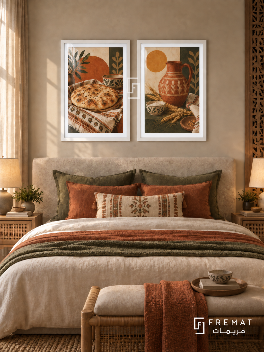 Shared Bread — set of two culture artworks in White frames.