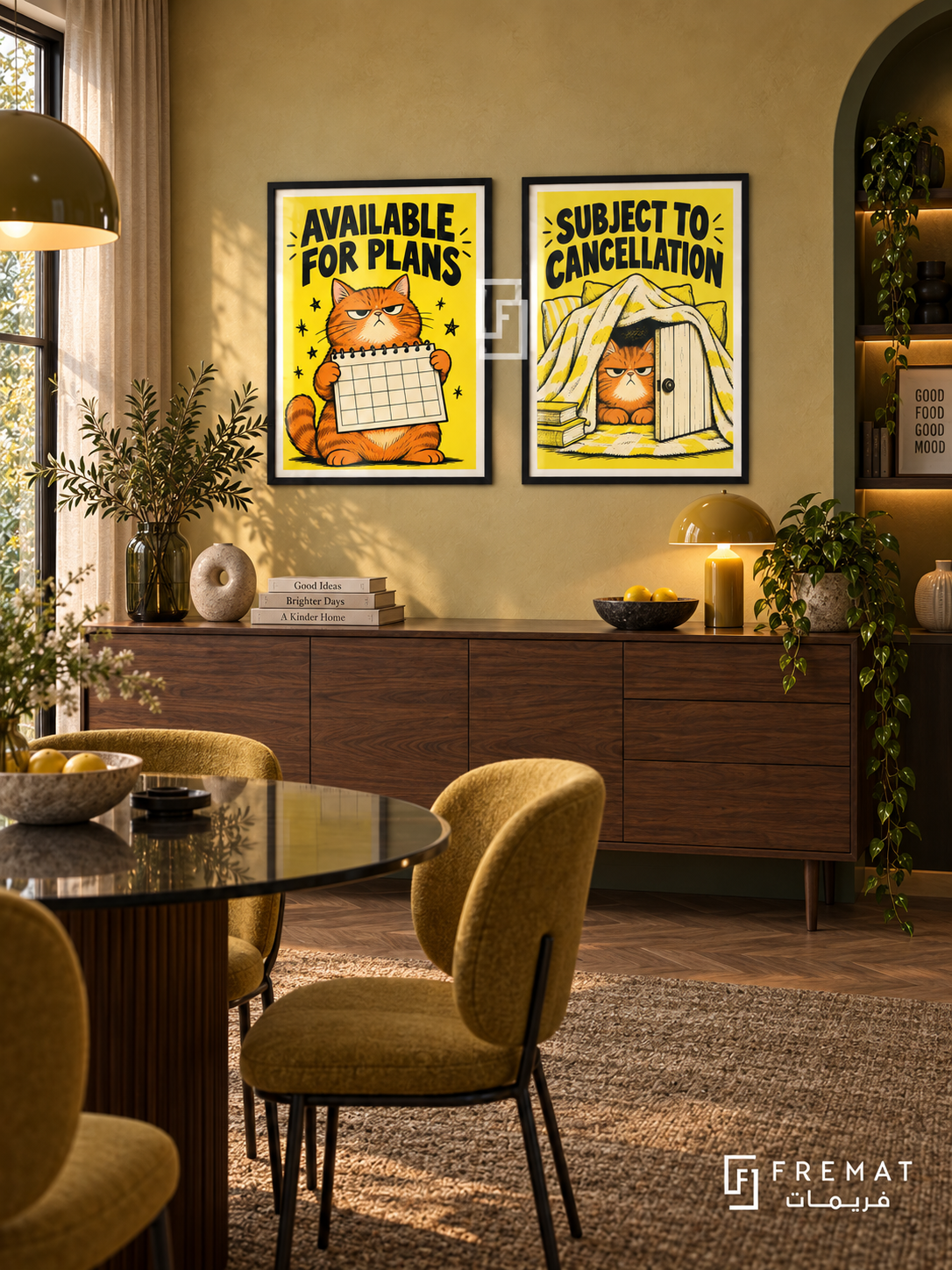 Battery — set of two funny artworks in Black frames.