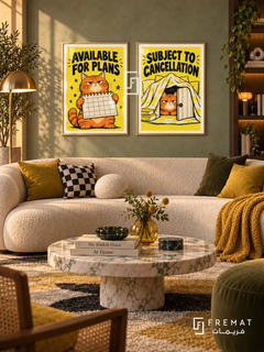 Battery — set of two funny artworks in Gold frames.
