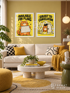 Battery — set of two funny artworks in White frames.