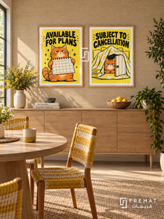 Battery — set of two funny artworks in Wooden Texture frames.