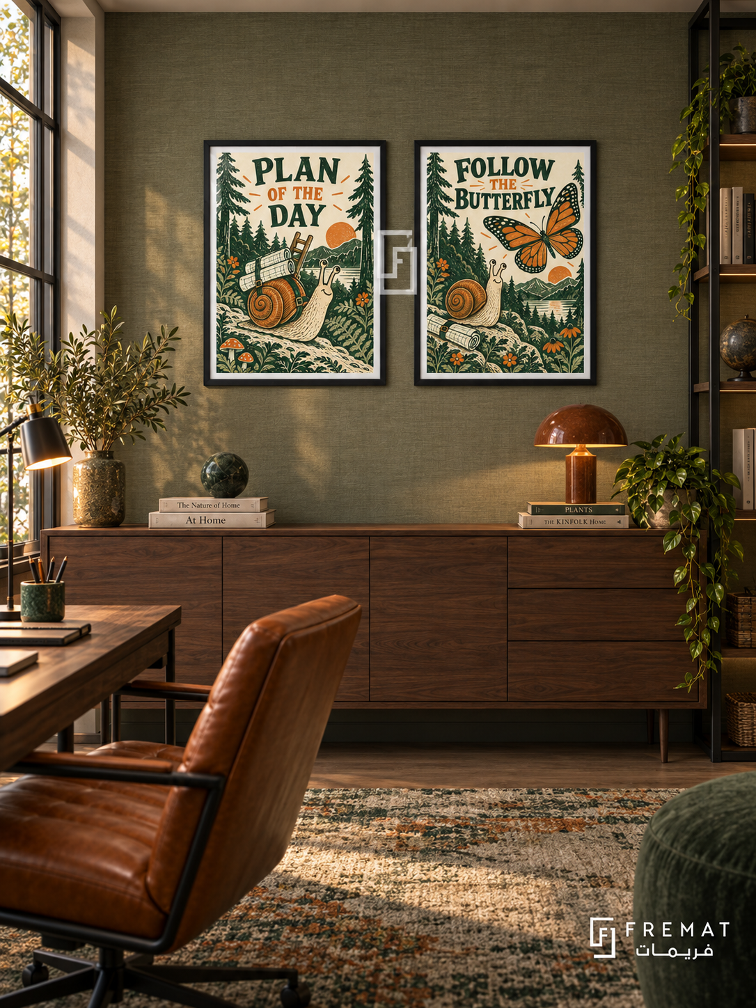 Plans — set of two funny artworks in Black frames.