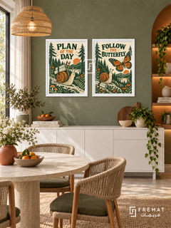 Plans — set of two funny artworks in White frames.