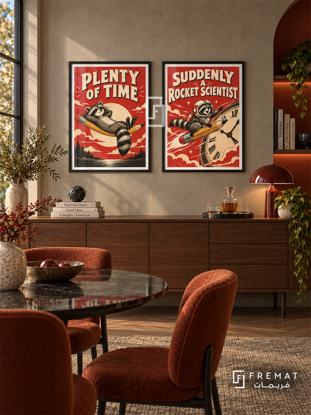 Deadline — set of two funny artworks in Black frames.