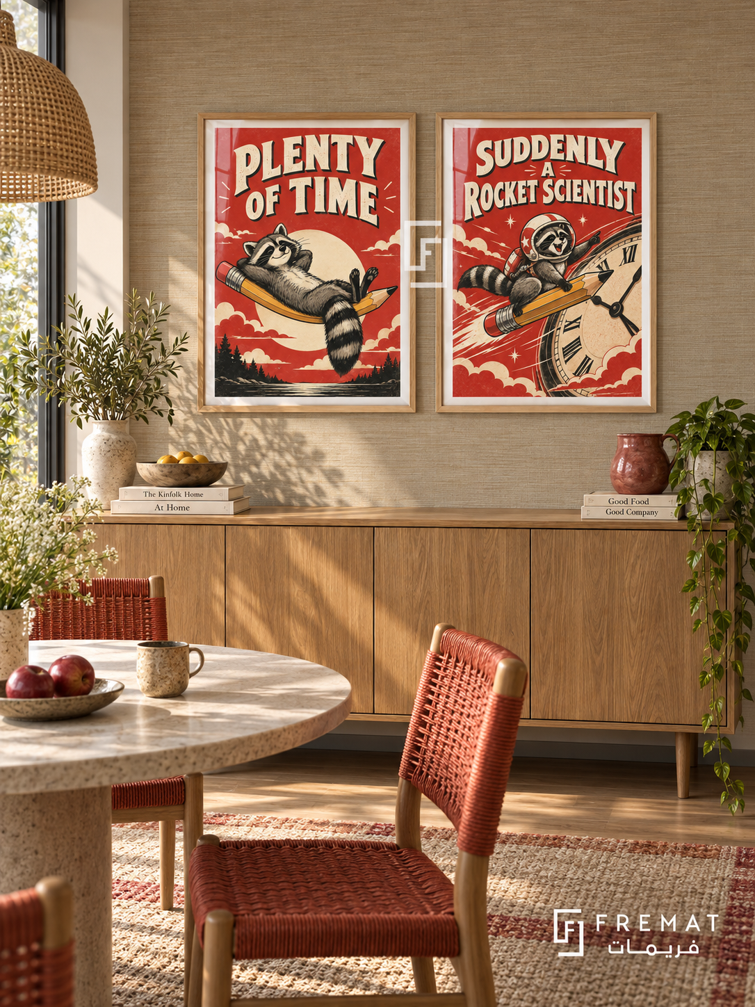 Deadline — set of two funny artworks in Wooden Texture frames.