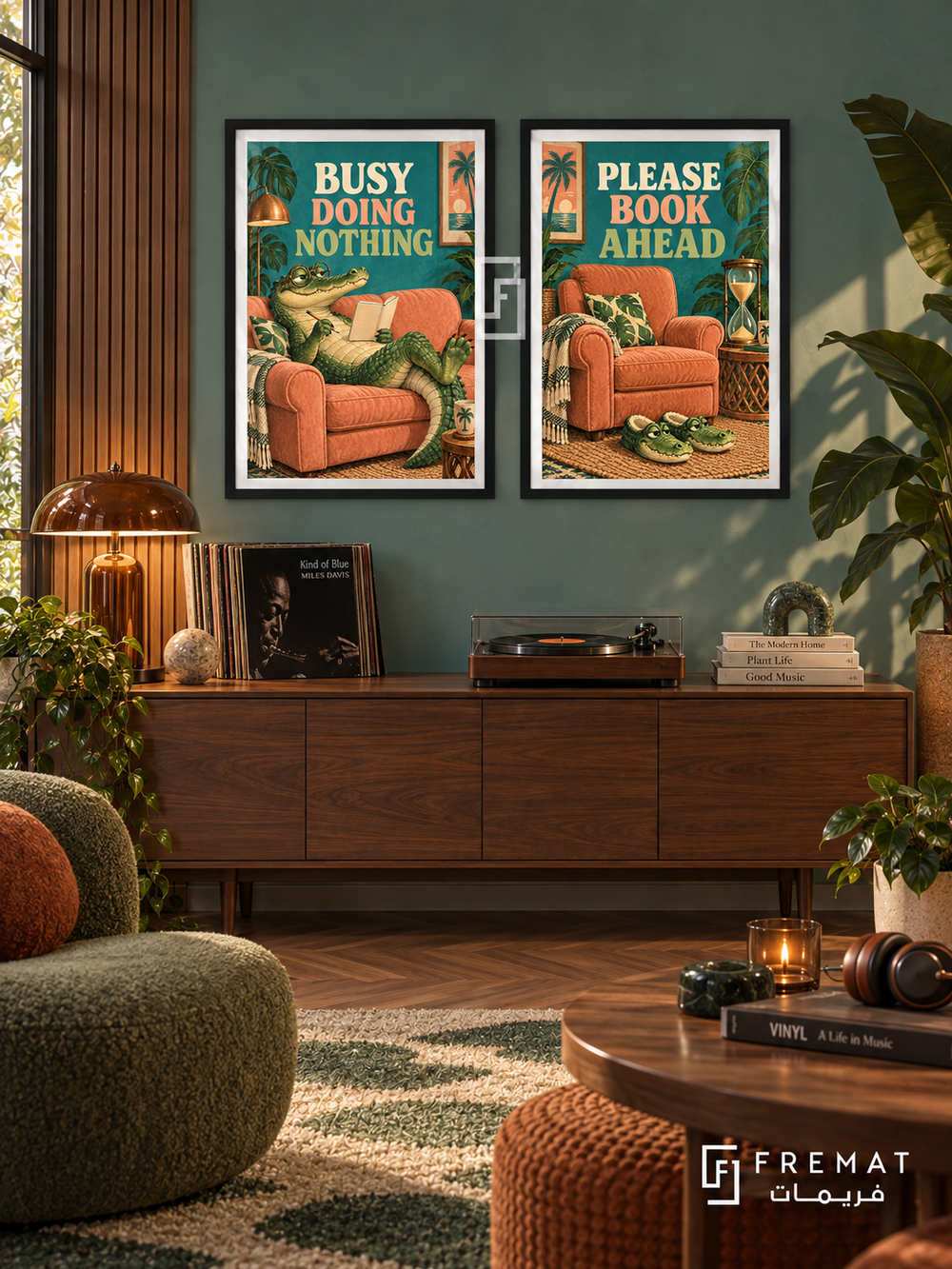 Nothing — set of two funny artworks in Black frames.