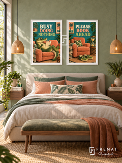 Nothing — set of two funny artworks in White frames.