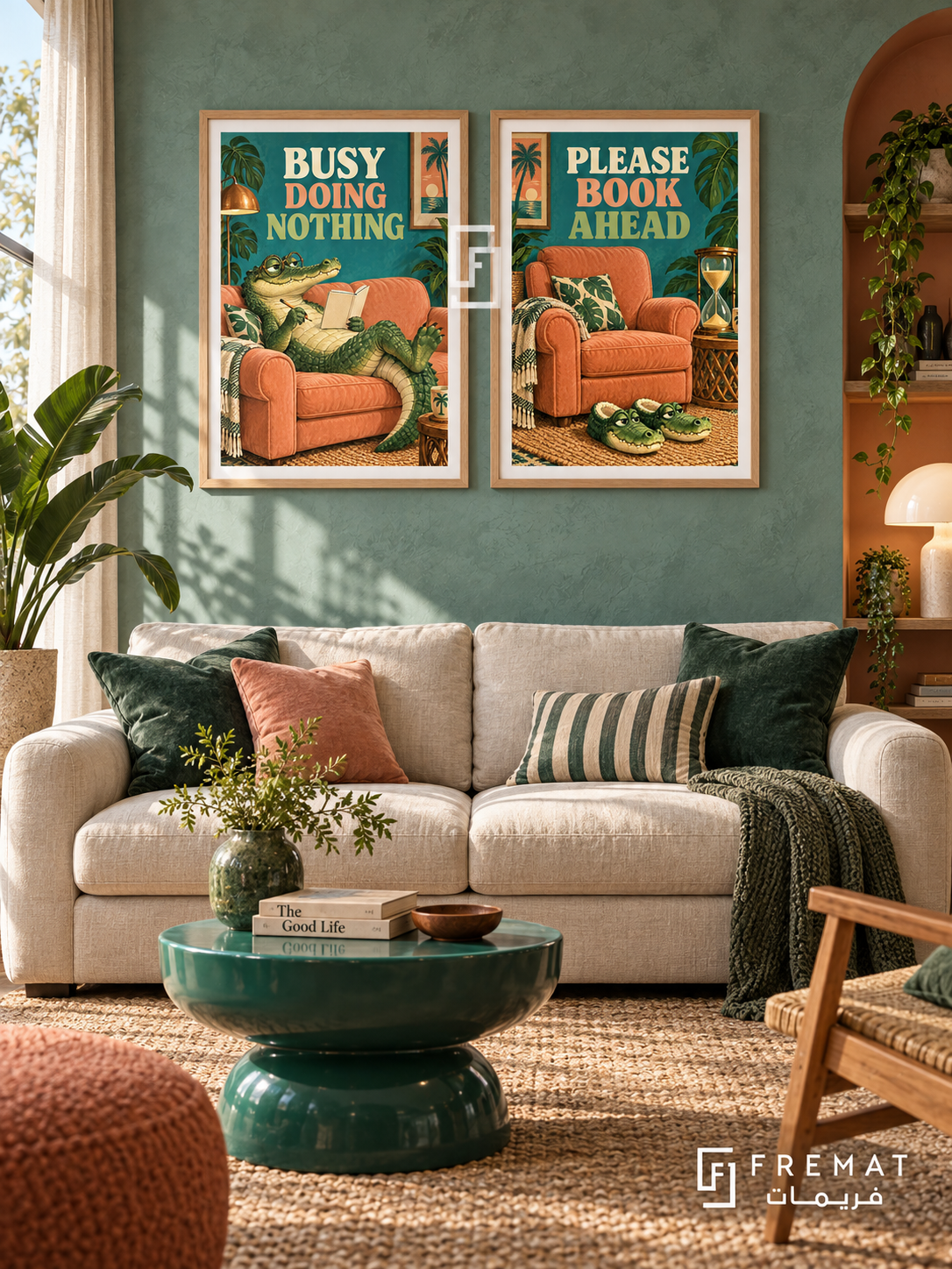 Nothing — set of two funny artworks in Wooden Texture frames.