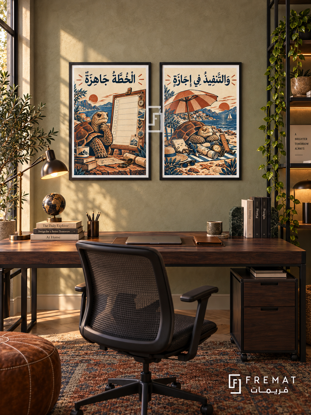 Tomorrow — set of two funny artworks in Black frames.