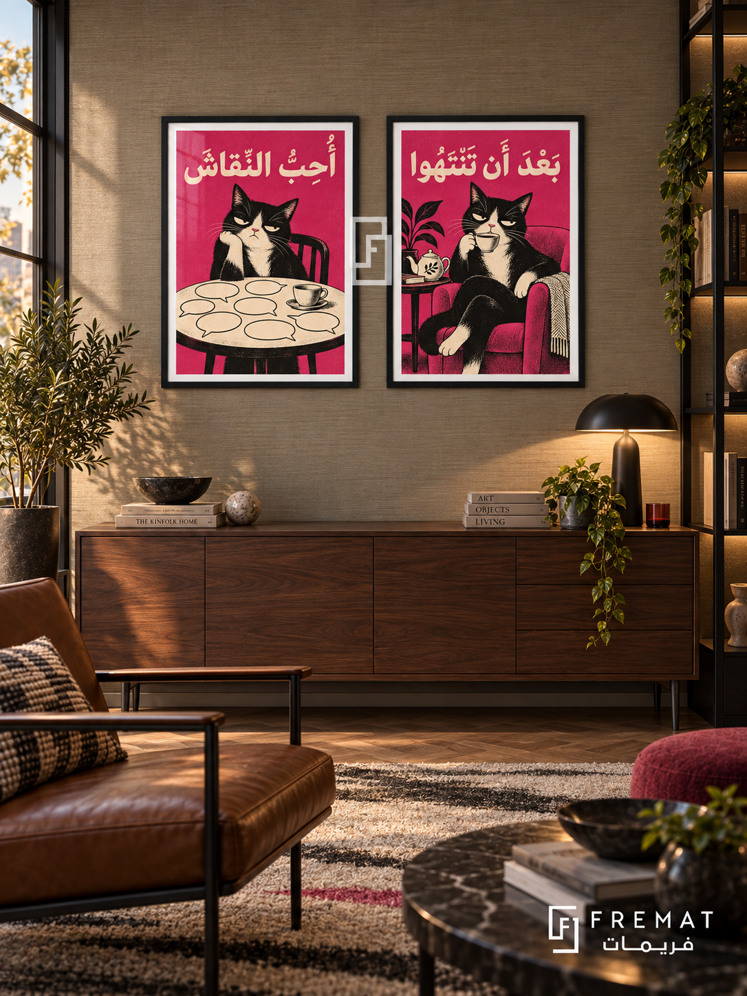 Silence — set of two funny artworks in Black frames.