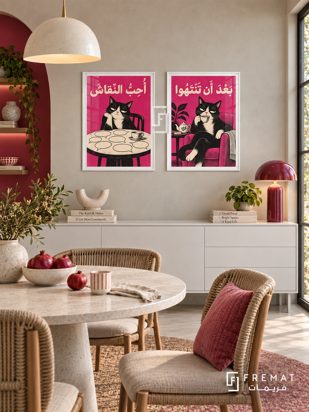 Silence — set of two funny artworks in White frames.