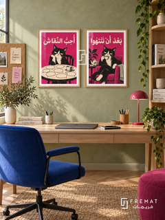 Silence — set of two funny artworks in Wooden Texture frames.