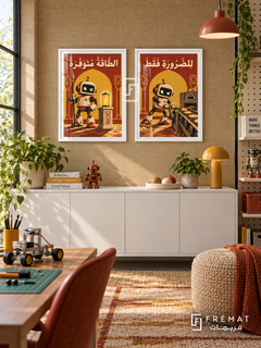 Energy — set of two funny artworks in White frames.
