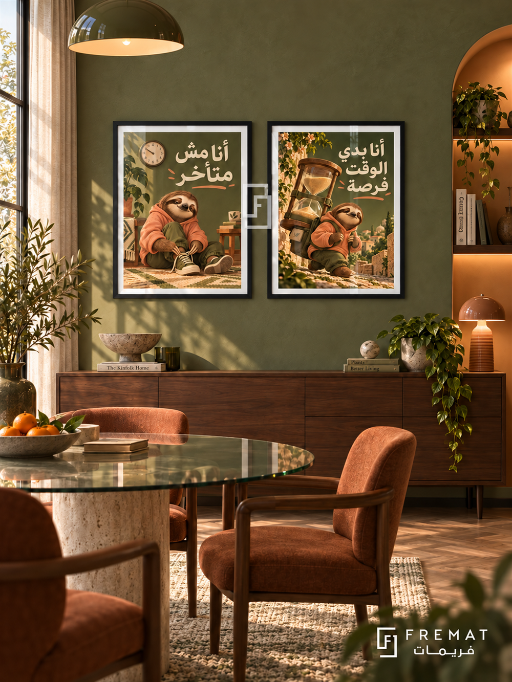 Saving Energy — set of two funny artworks in Black frames.