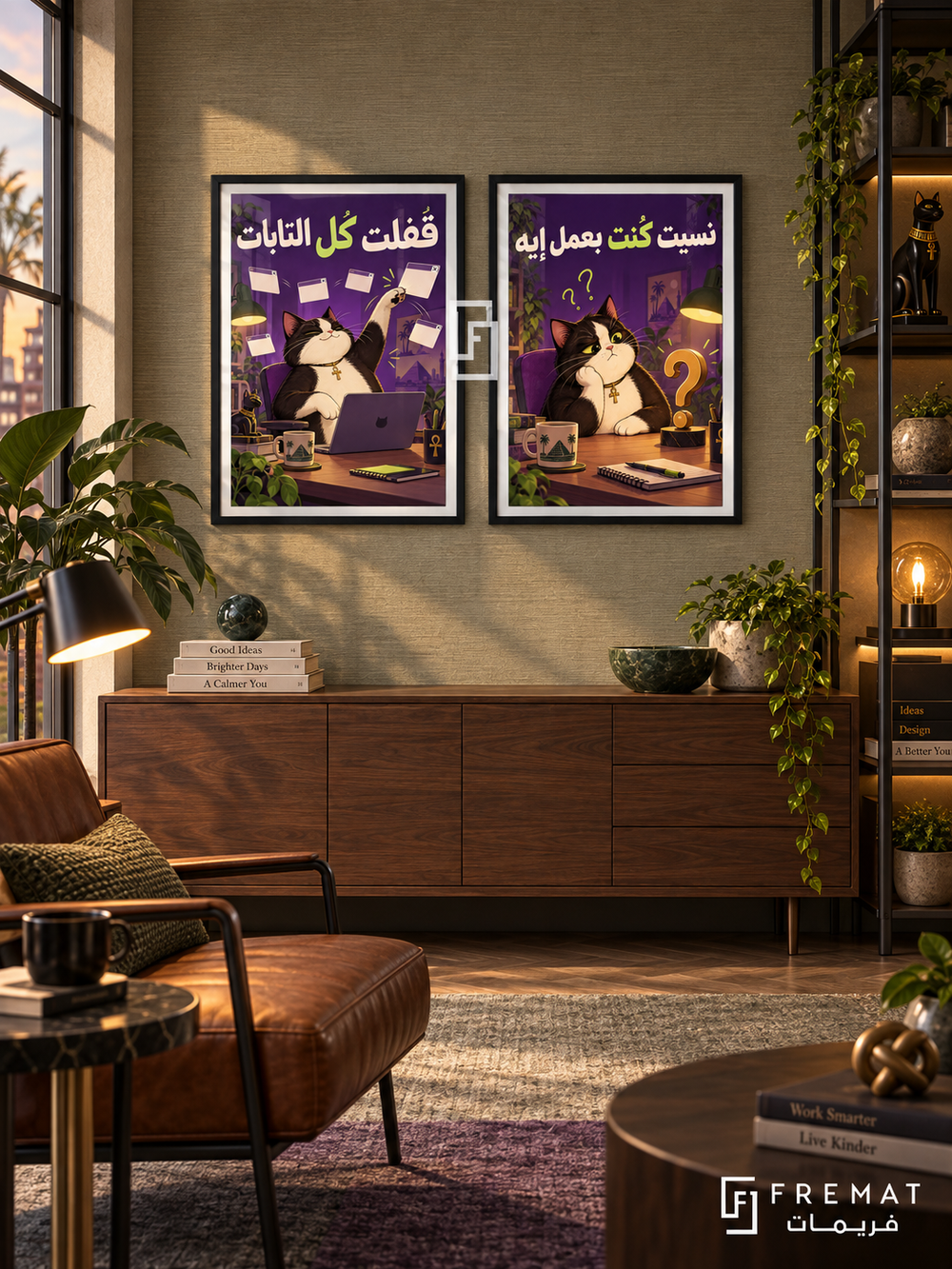 Brain Tabs — set of two funny artworks in Black frames.