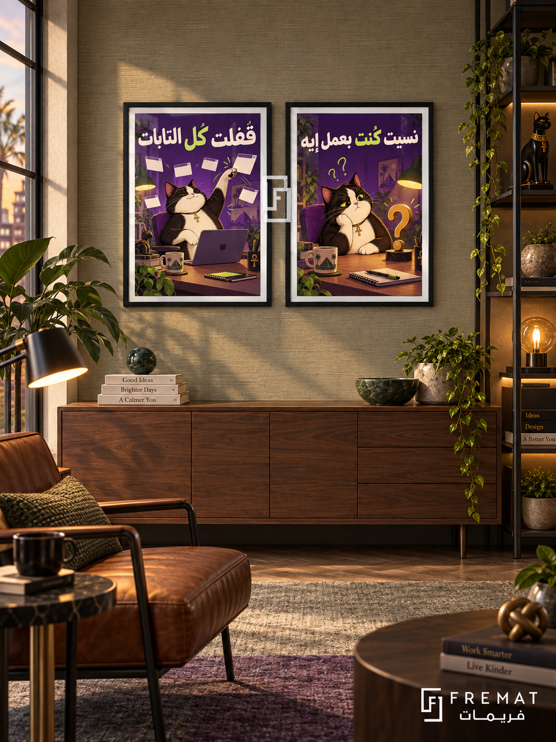 Brain Tabs — set of two funny artworks in Black frames.