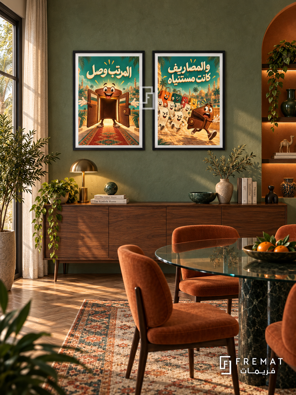 Salary — set of two funny artworks in Black frames.