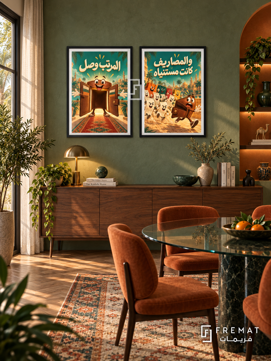 Salary — set of two funny artworks in Black frames.