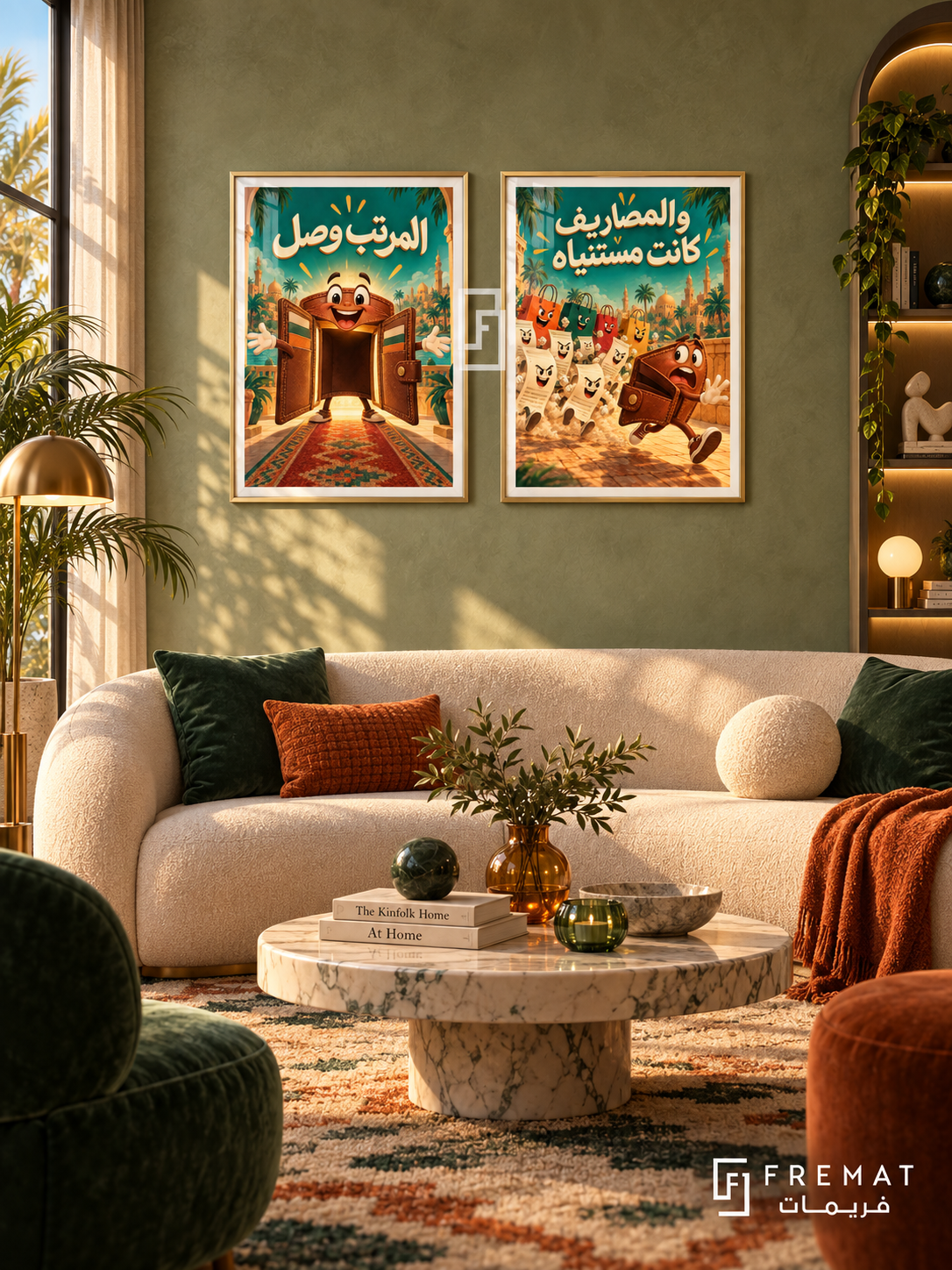 Salary — set of two funny artworks in Gold frames.