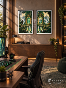 Pixel Quest — set of two gaming artworks in Black frames.