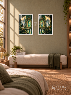 Pixel Quest — set of two gaming artworks in White frames.