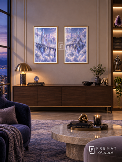 Crystal Kingdom — set of two gaming artworks in Gold frames.