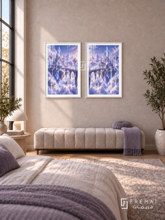 Crystal Kingdom — set of two gaming artworks in White frames.