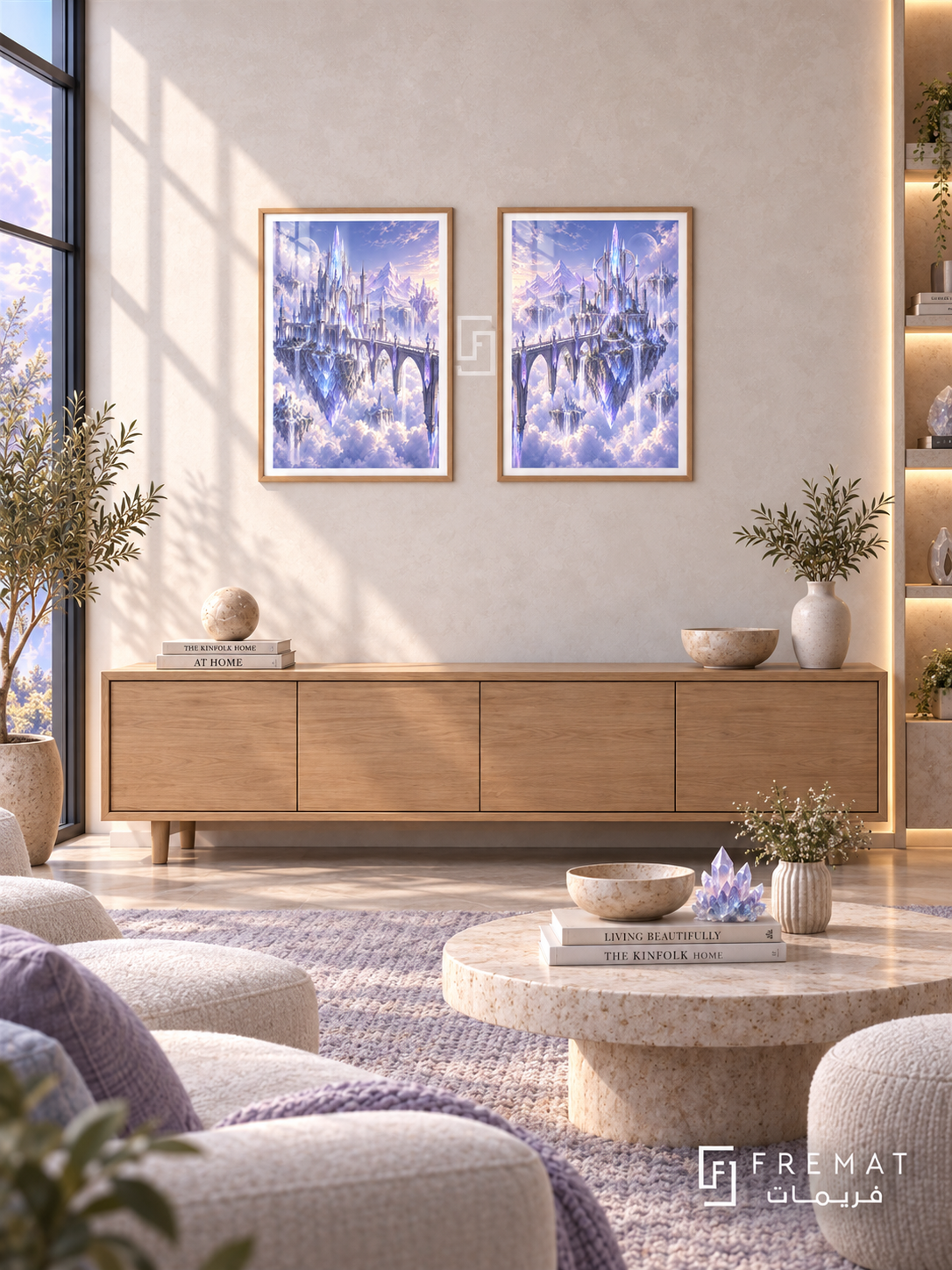 Crystal Kingdom — set of two gaming artworks in Wooden Texture frames.