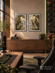 Forest Guardian — set of two gaming artworks in Black frames.