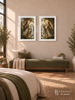 Forest Guardian — set of two gaming artworks in White frames.