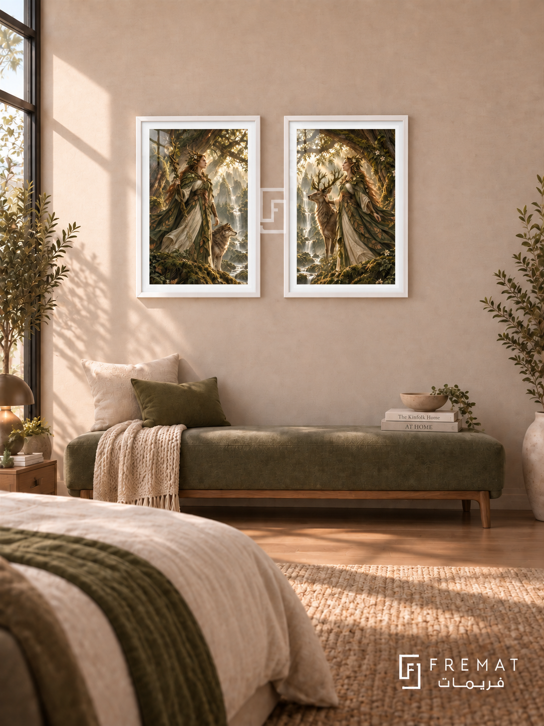 Forest Guardian — set of two gaming artworks in White frames.