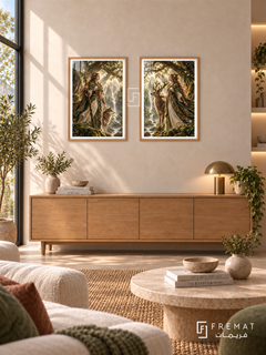 Forest Guardian — set of two gaming artworks in Wooden Texture frames.