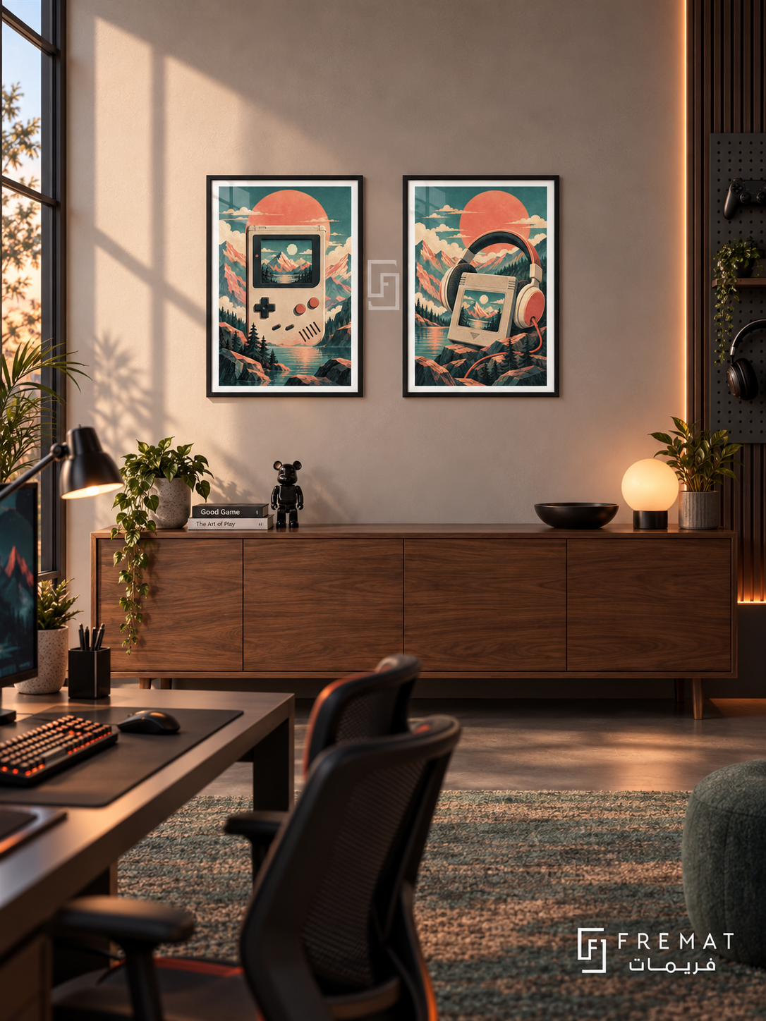 Retro Handheld — set of two gaming artworks in Black frames.